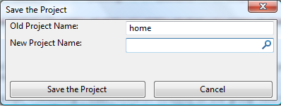 Save as a Project window